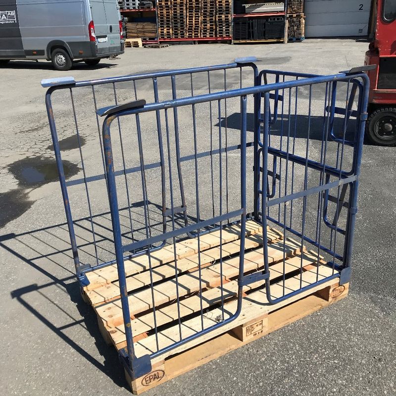 Pallcontainer 3 sidor blå - begagnad