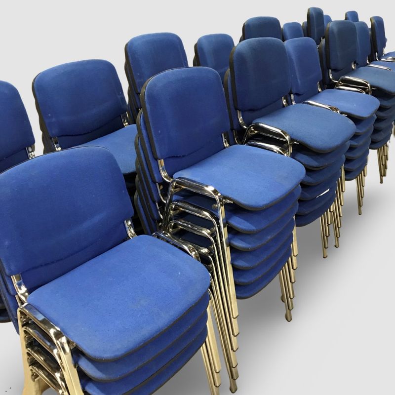 Stol Rio stapelbar blå/krom - begagnad